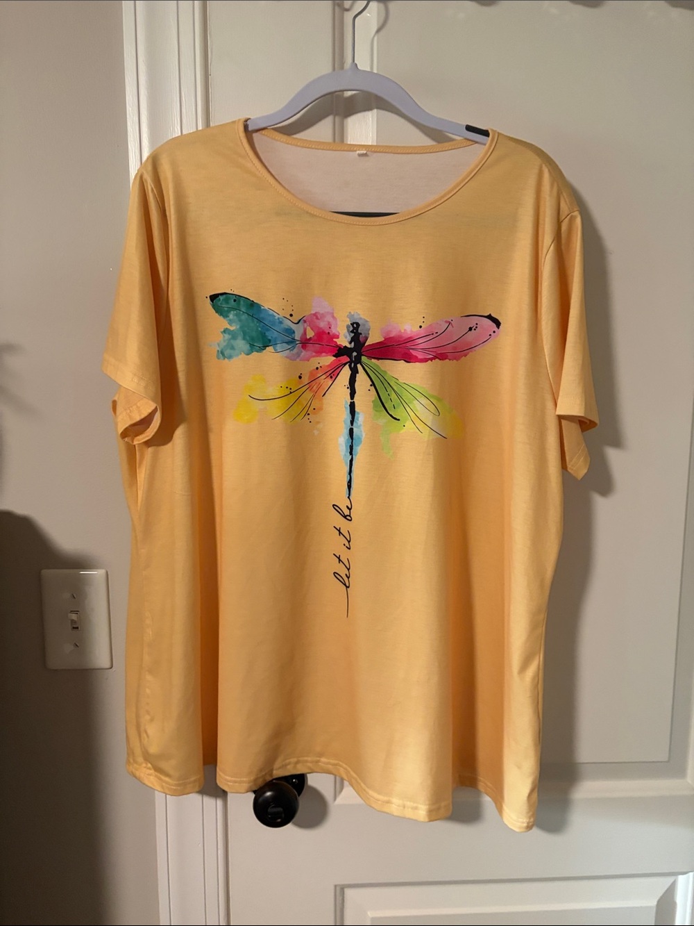 Yellow Dragonfly Graphic Tee - 'Let It Be'..size 3 XL